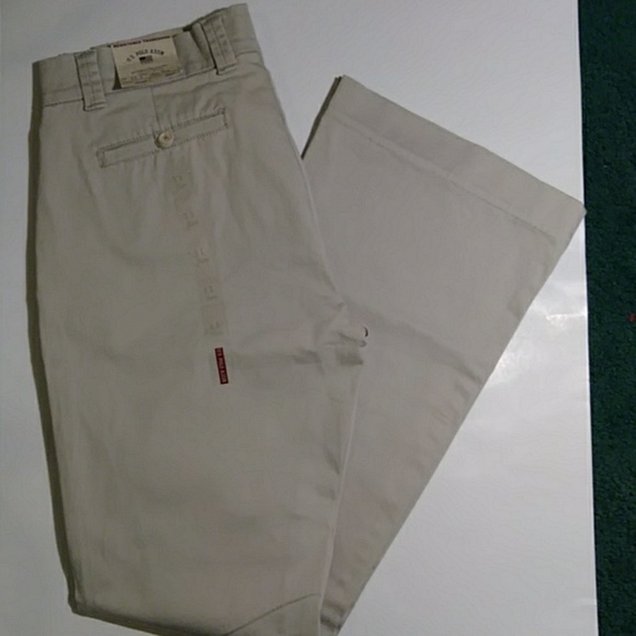 Us Polo Assn. Jrs khaki Tan pants flare 11 - Picture 1 of 7